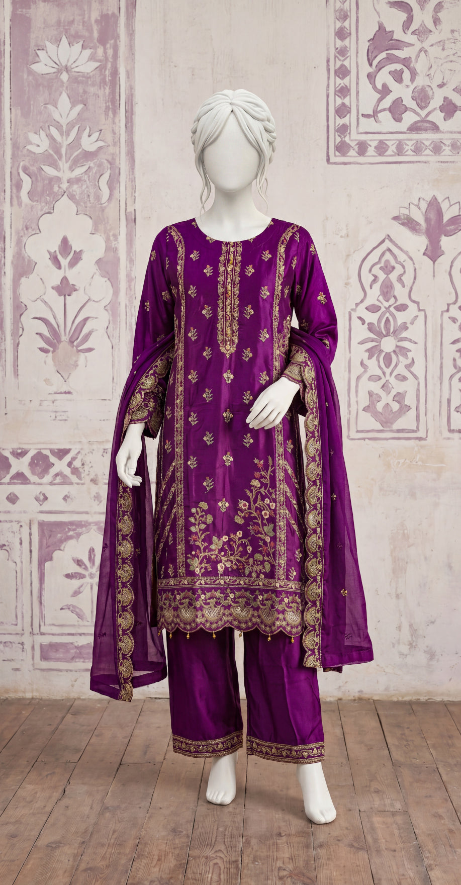 Shania | 3 Piece | Stitched Suit | Magenta