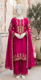 Jessica | 3 Piece | Stitched Suit | Hot Pink