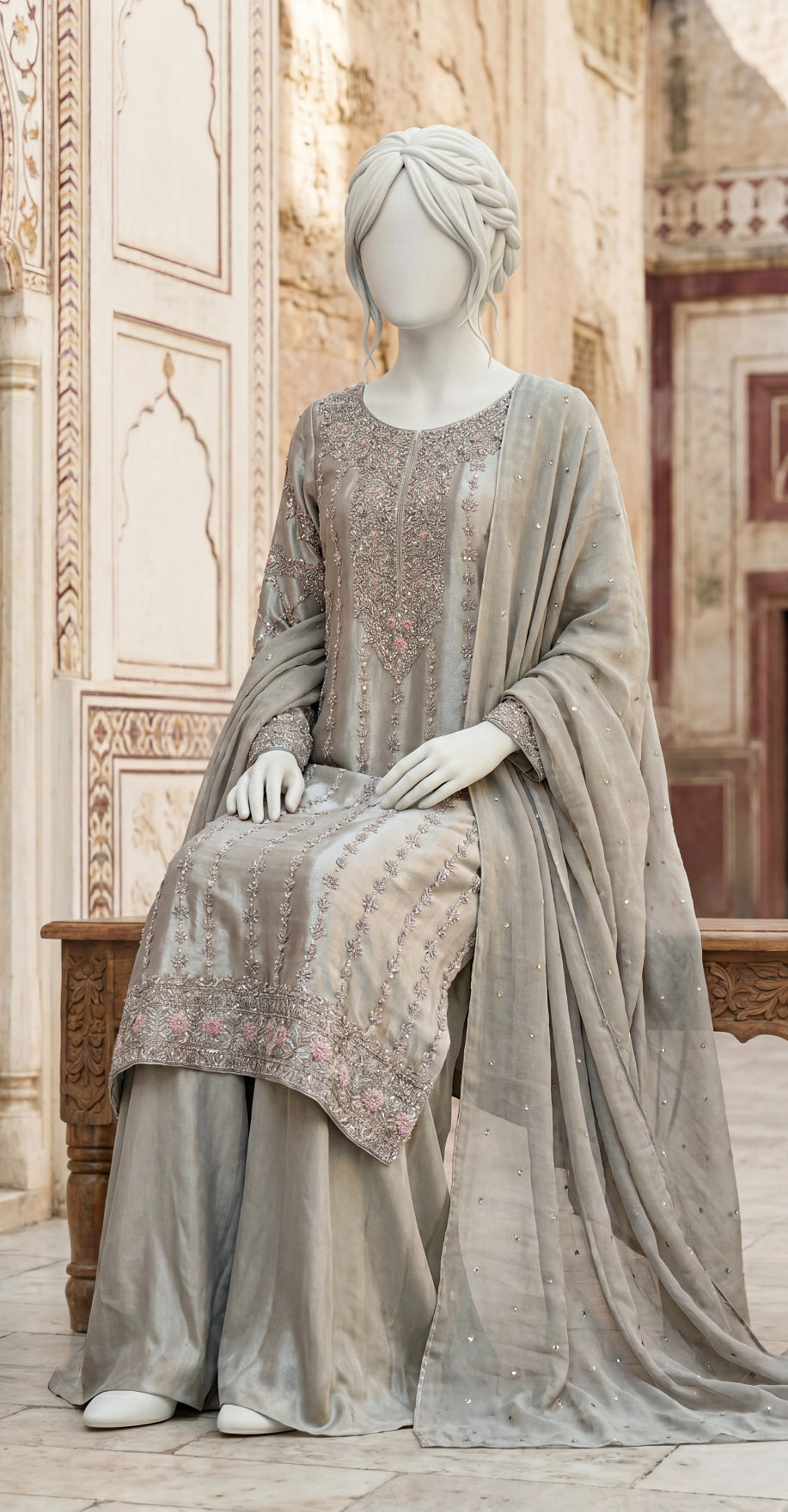 Shamsa | 3 Piece | Stitched Suit | Ivory