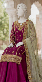 Gulfaam | 3 Piece | Stitched Suit | Magenta