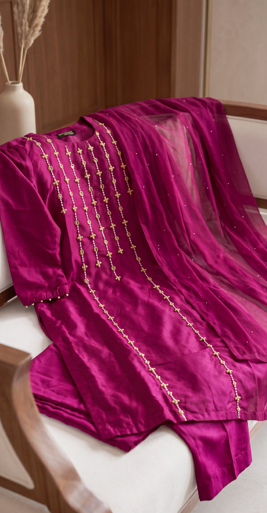 Ateera | 3 Piece | Stitched Suit | Ruby Red