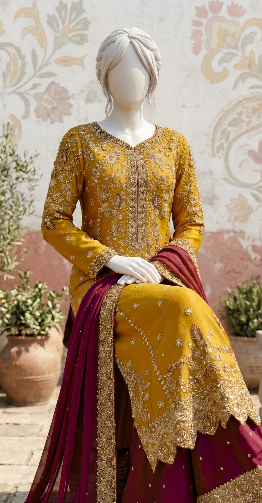Arooba | 3 Piece | Stitched Suit | Yellow