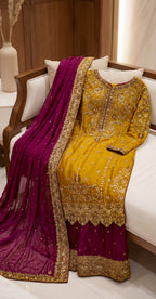 Aroosha | 3 Piece | Stitched Suit | Yellow