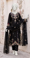 Sabaaq | 3 Piece | Stitched Suit | Black