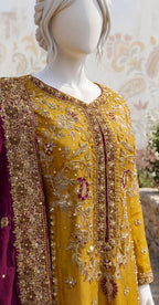 Aroosha | 3 Piece | Stitched Suit | Yellow