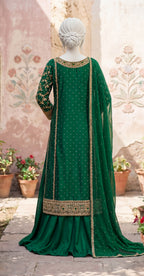 Mirha | 3 Piece | Stitched Suit | Bottle Green