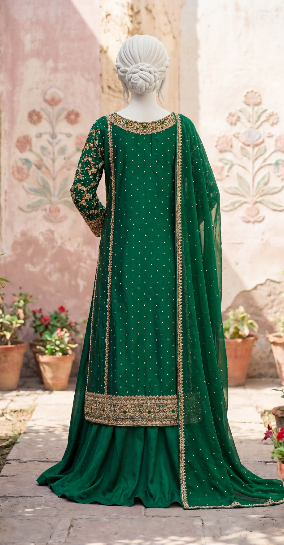 Mirha | 3 Piece | Stitched Suit | Bottle Green
