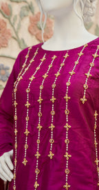 Ateera | 3 Piece | Stitched Suit | Ruby Red