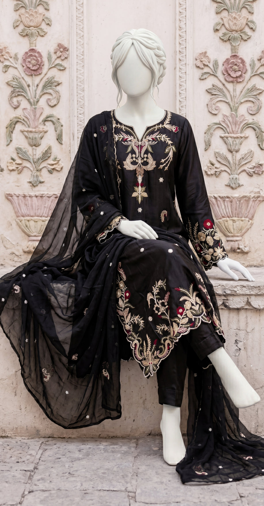 Sabaaq | 3 Piece | Stitched Suit | Black