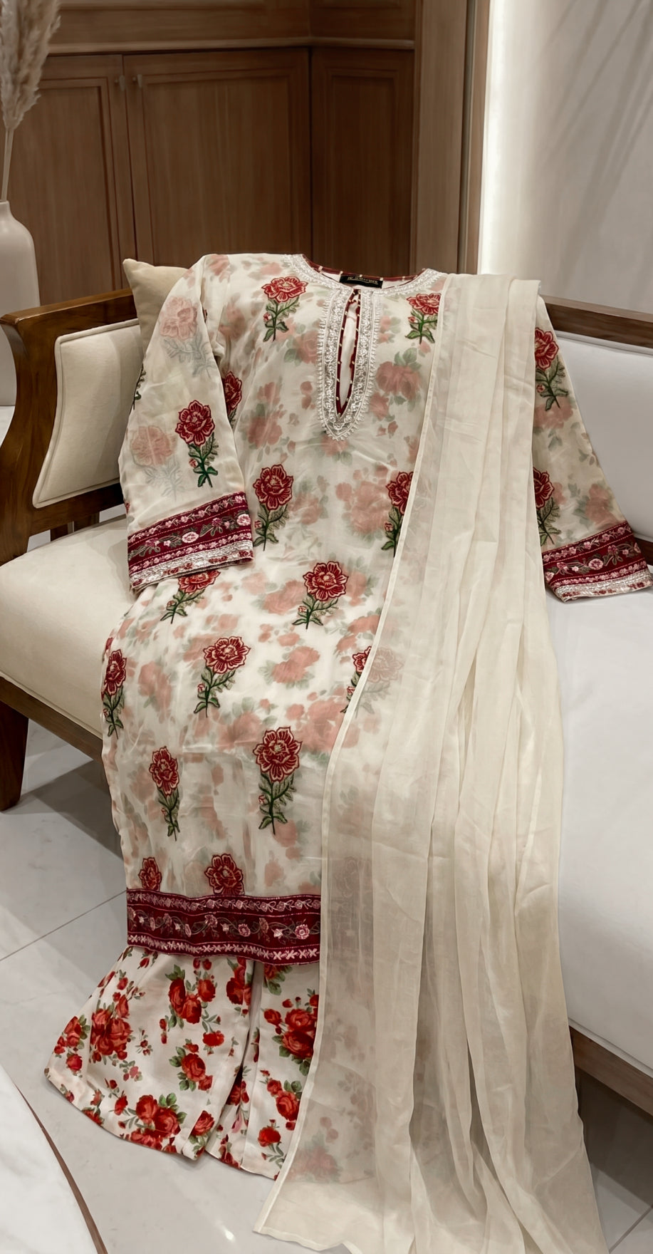 Munazza | 3 Piece | Stitched Suit | White