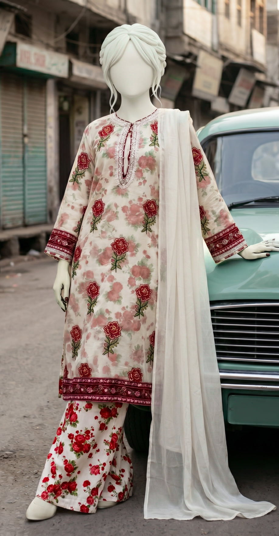 Munazza | 3 Piece | Stitched Suit | White