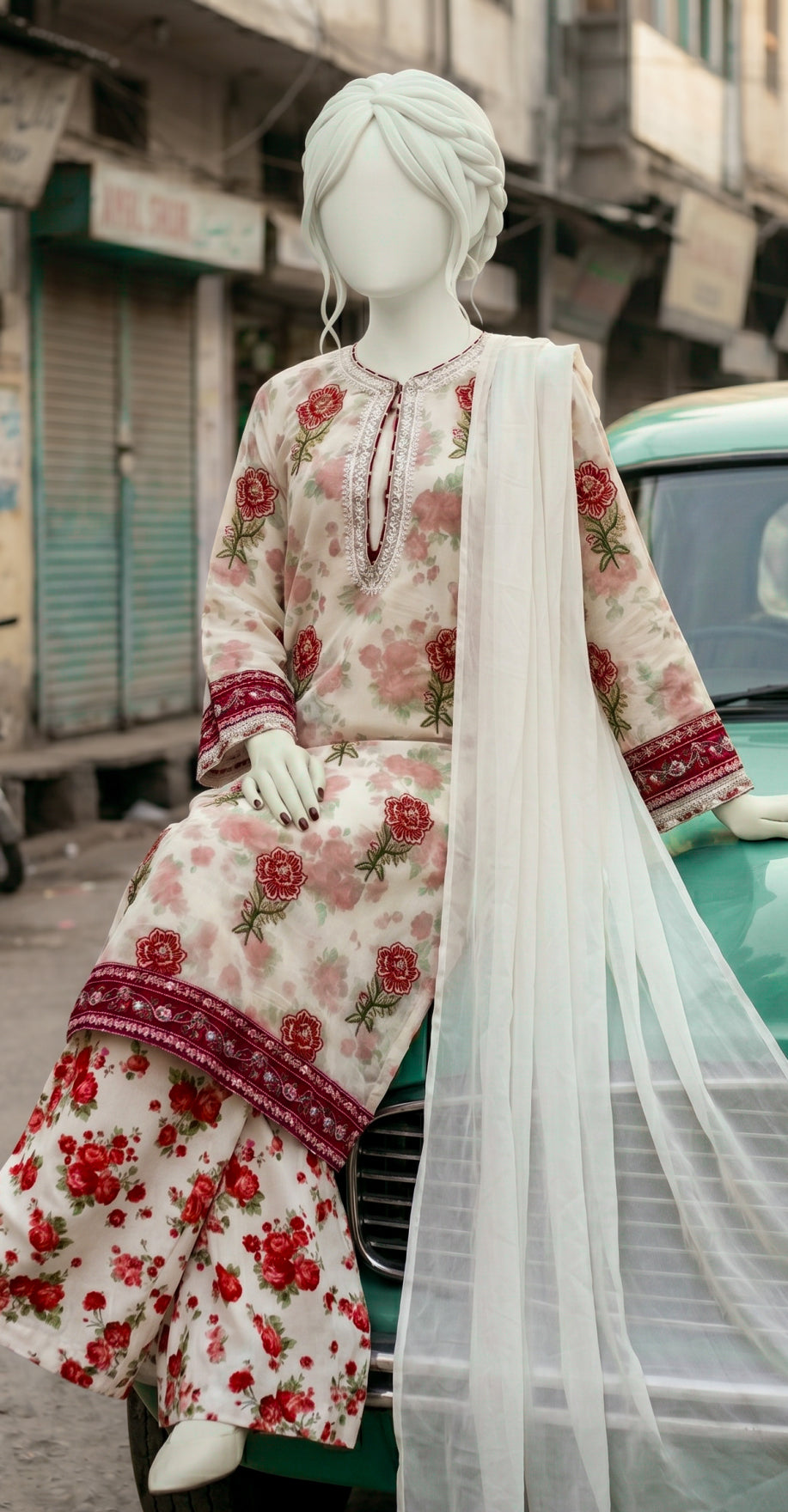 Munazza | 3 Piece | Stitched Suit | White