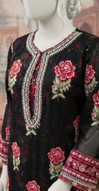 Munazza | 3 Piece | Stitched Suit | Black
