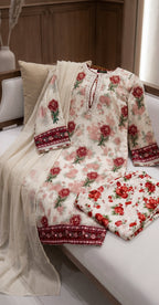 Munazza | 3 Piece | Stitched Suit | White