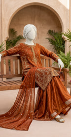 Zabaad | 3 Piece | Stitched Suit | Orange