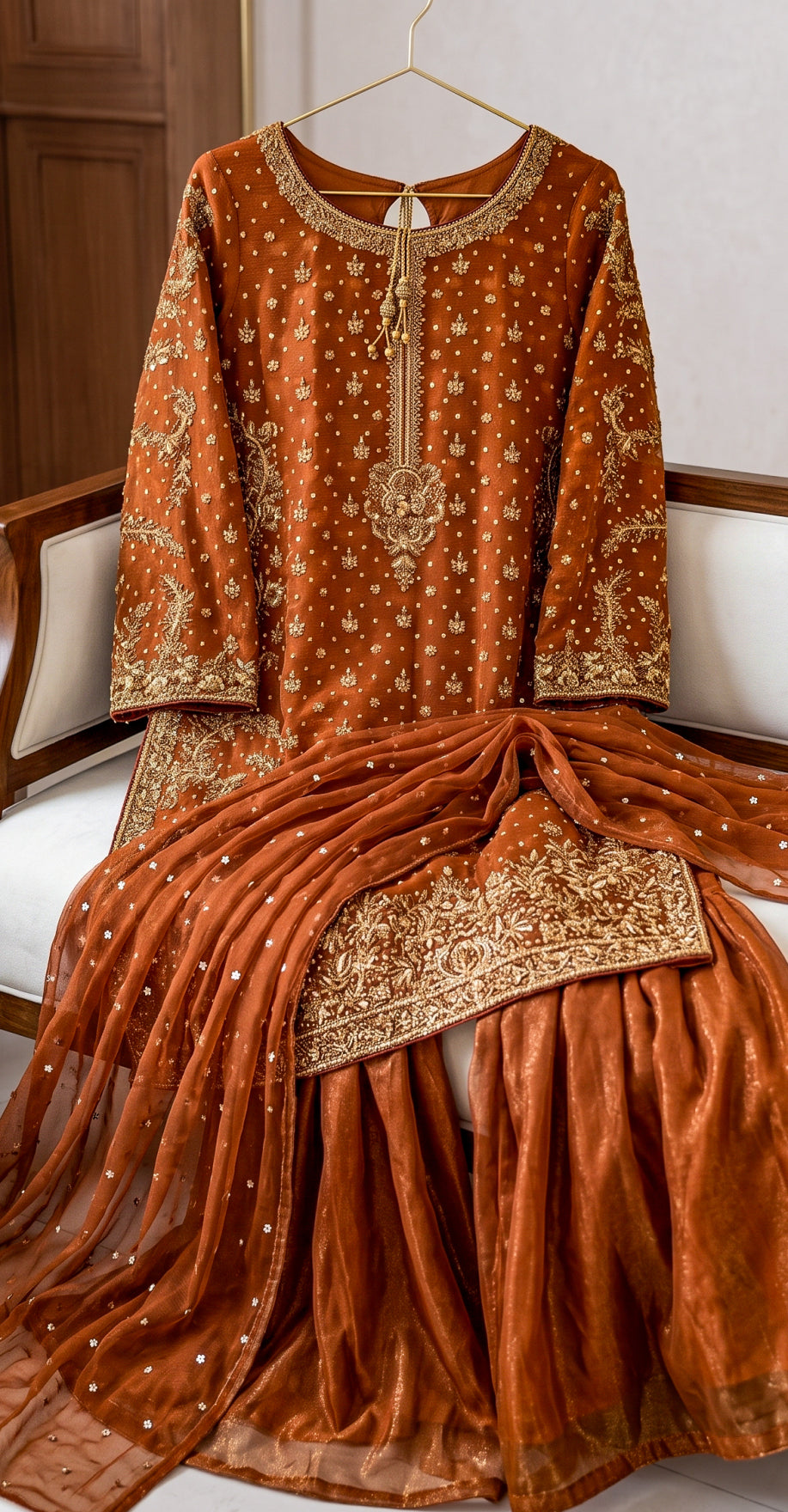 Zabaad | 3 Piece | Stitched Suit | Orange