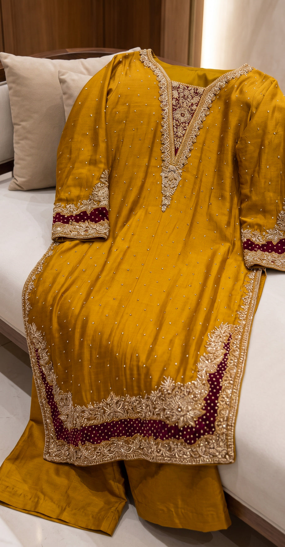 Meher | 3 Piece | Stitched Suit | Mustard