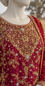 Dil Ruba| 3 Piece | Stitched Suit | Red