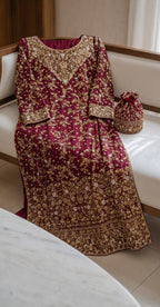 Dil Ruba| 3 Piece | Stitched Suit | Red