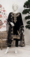 Dahaab | 3 Piece | Stitched Suit | Black