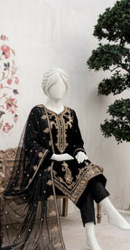 Dahaab | 3 Piece | Stitched Suit | Black