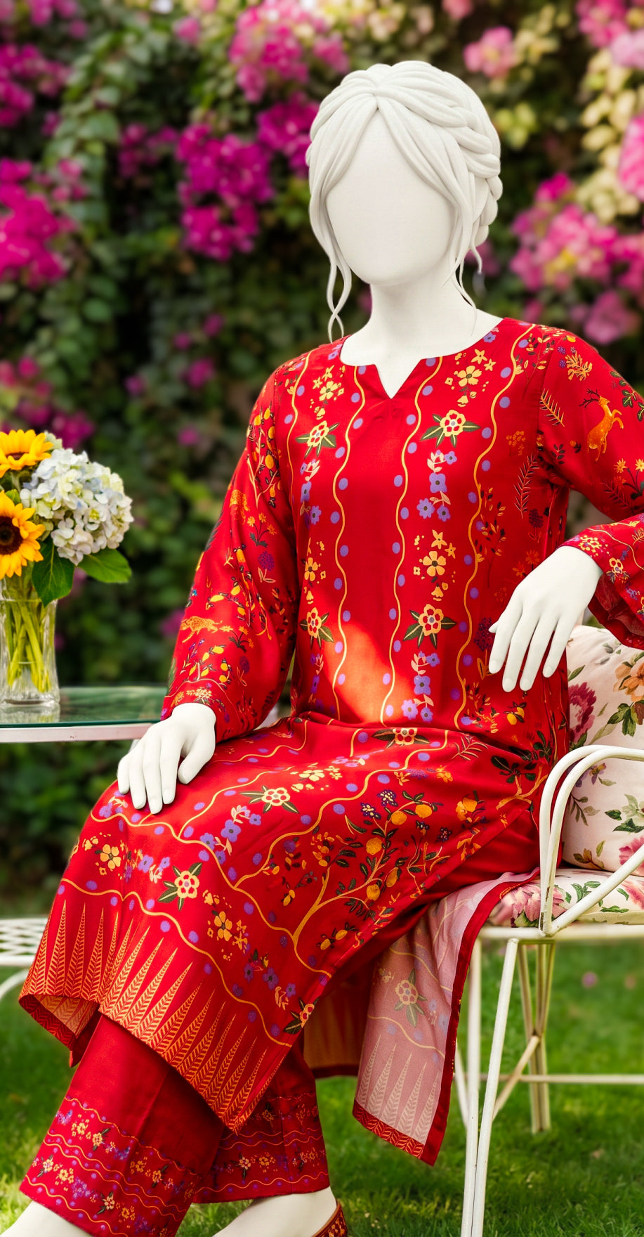 Durefishan | 2 Piece | Stitched Suit | Red