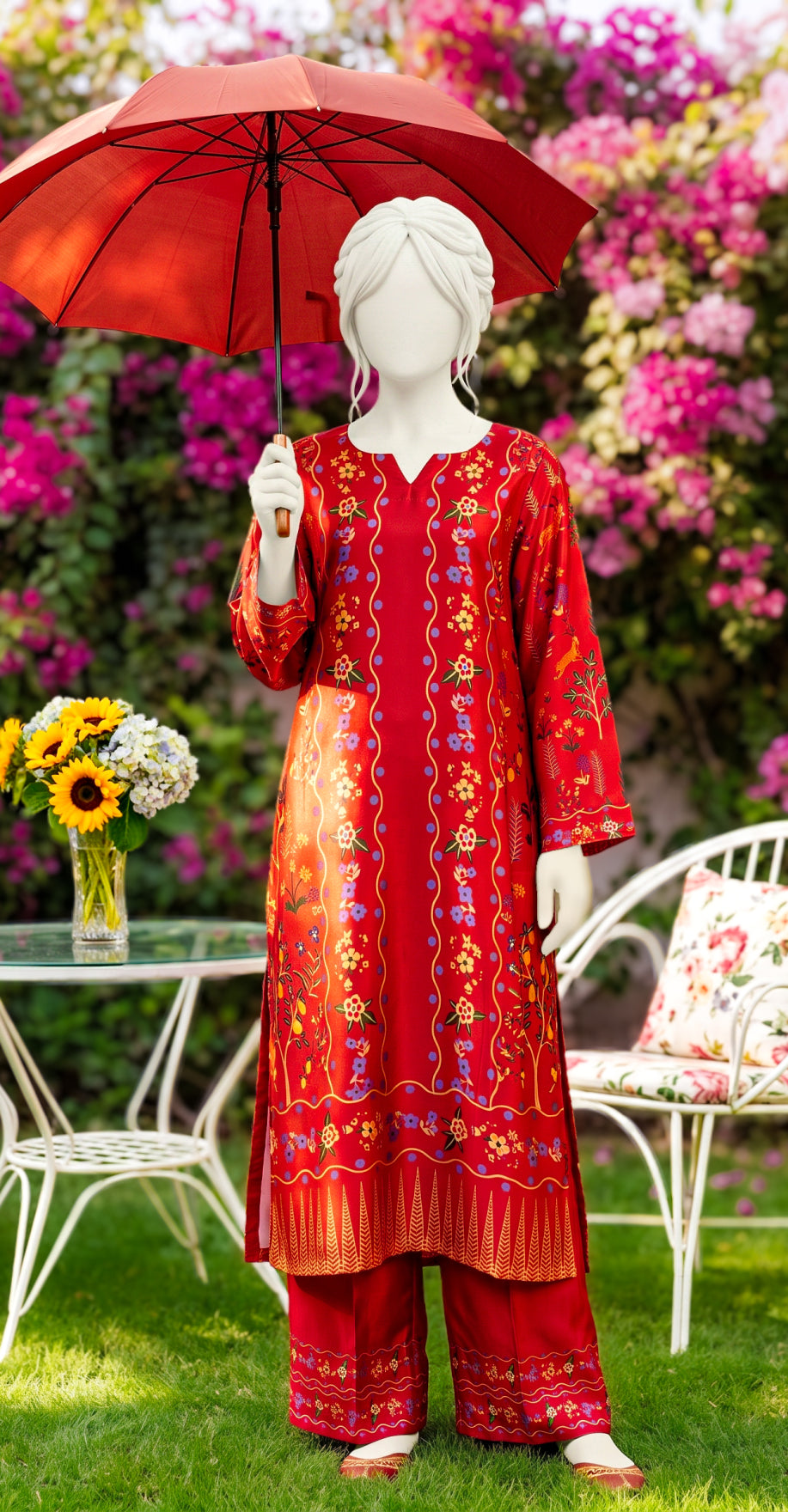 Durefishan | 2 Piece | Stitched Suit | Red