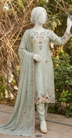 Zar Mahal | 3 Piece | Stitched Suit | Pistachio