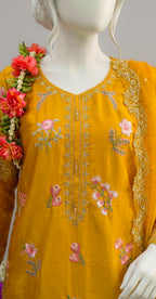 Maya | 3 Piece | Stitched Suit | Yellow