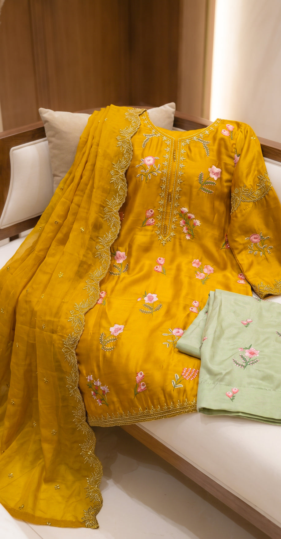 Maya | 3 Piece | Stitched Suit | Yellow