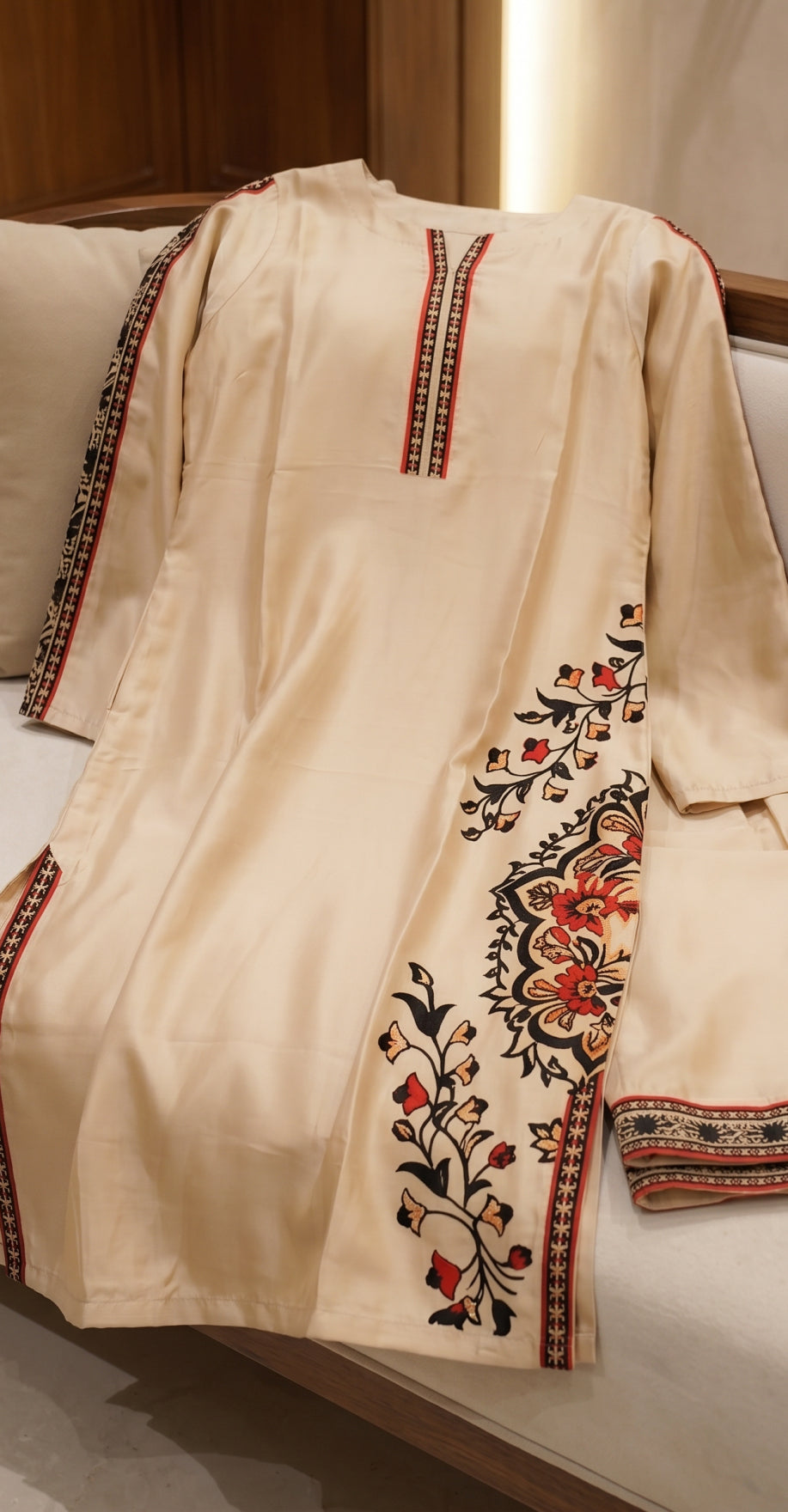 Roohefishan | 2 Piece | Stitched Suit | Golden
