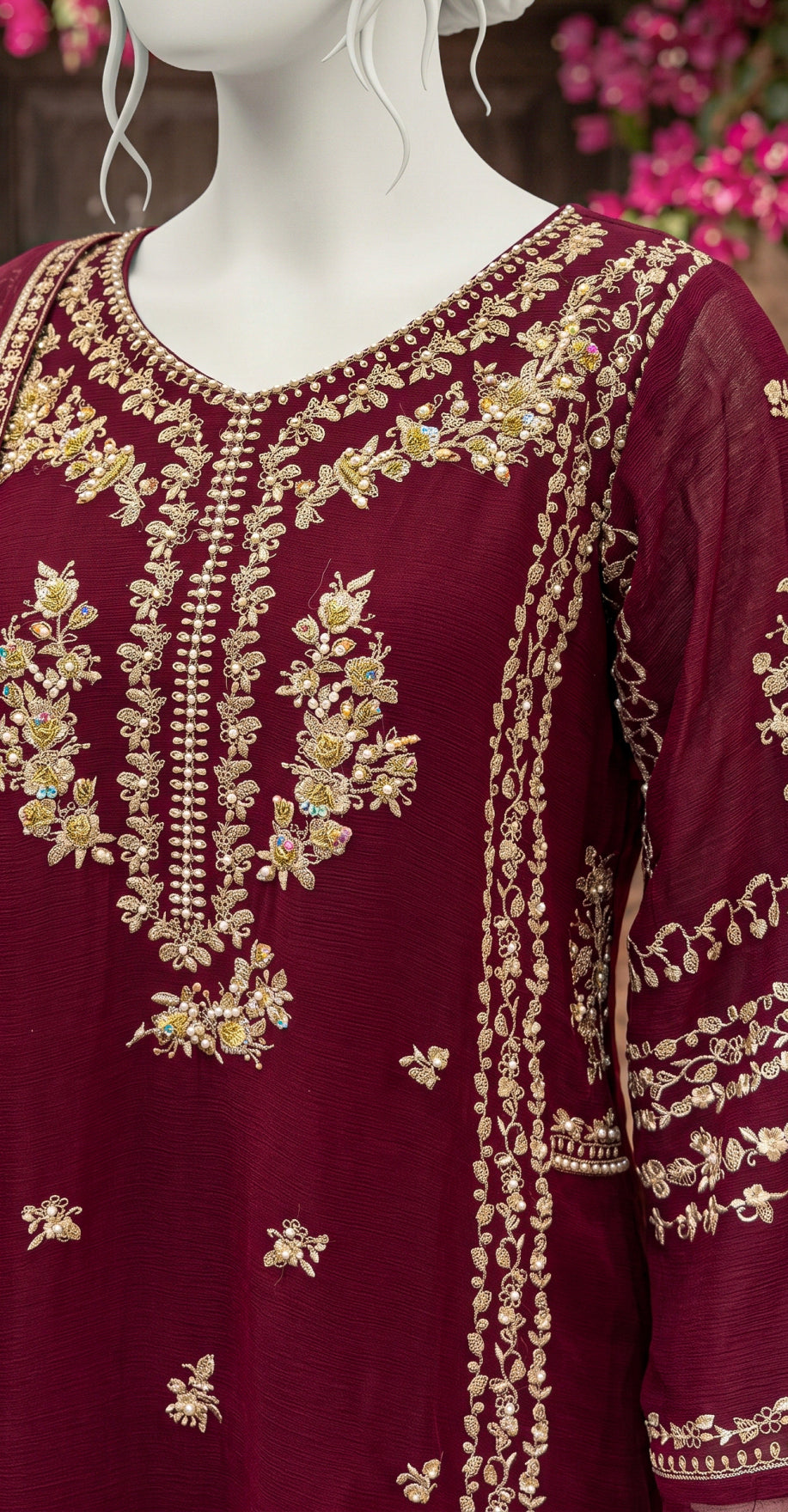 Libaas | 3 Piece | Stitched Suit | Maroon