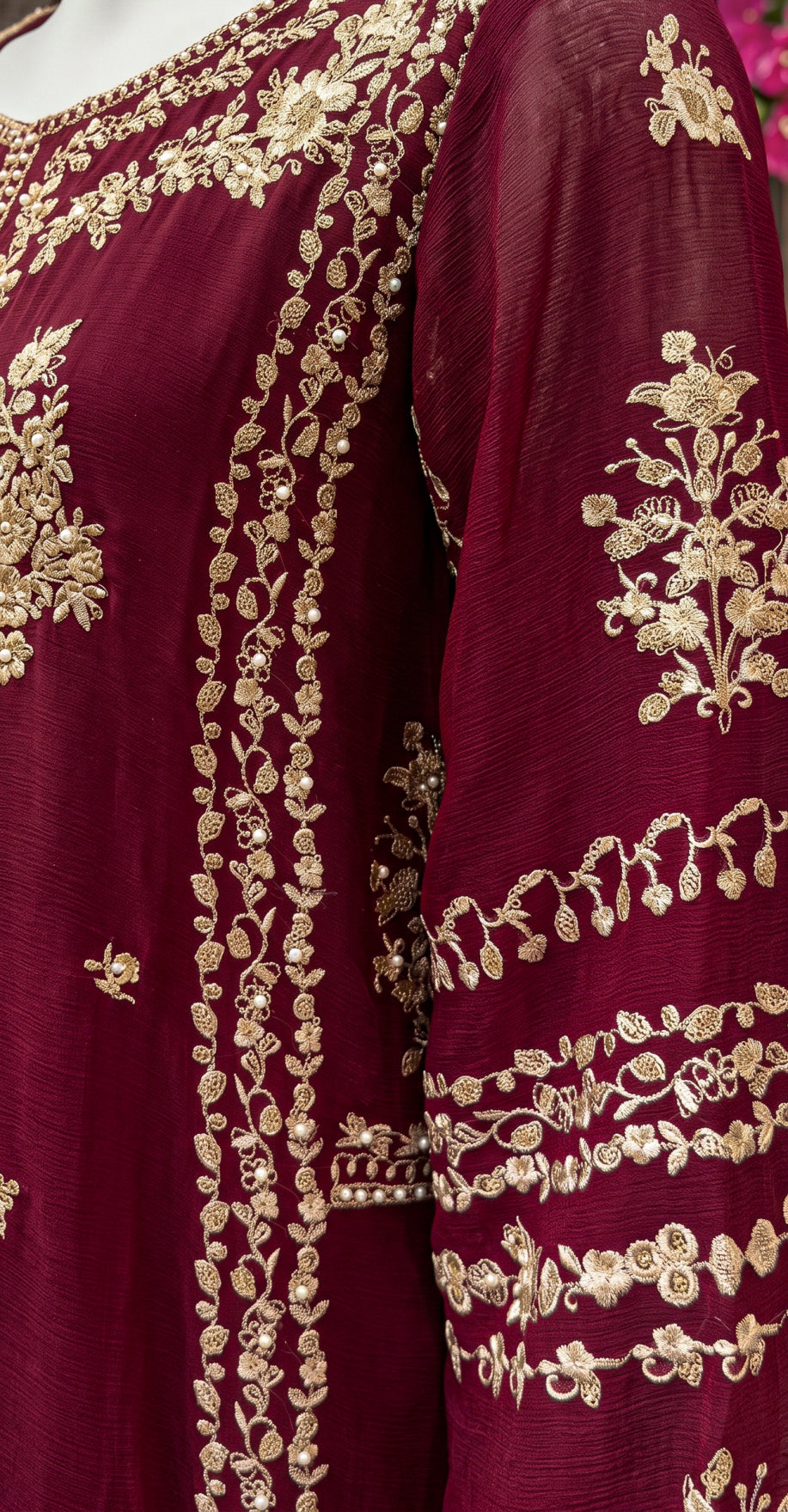 Libaas | 3 Piece | Stitched Suit | Maroon