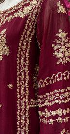 Libaas | 3 Piece | Stitched Suit | Maroon