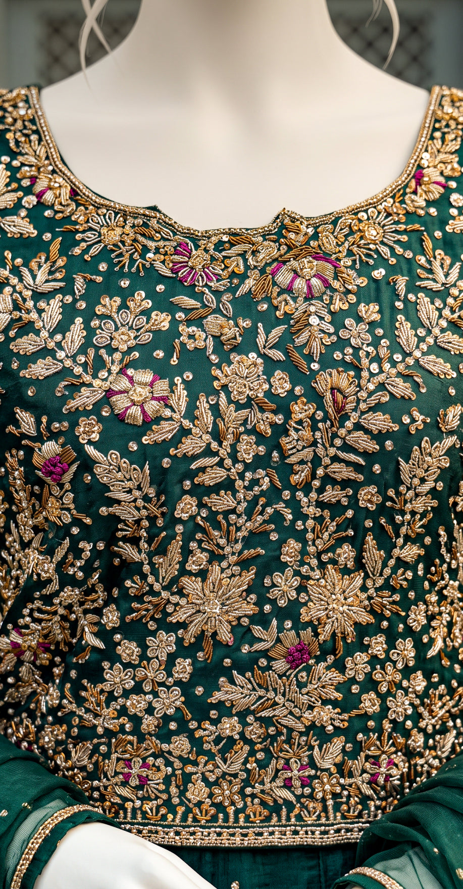 Taj | Lehenga | Bottle Green