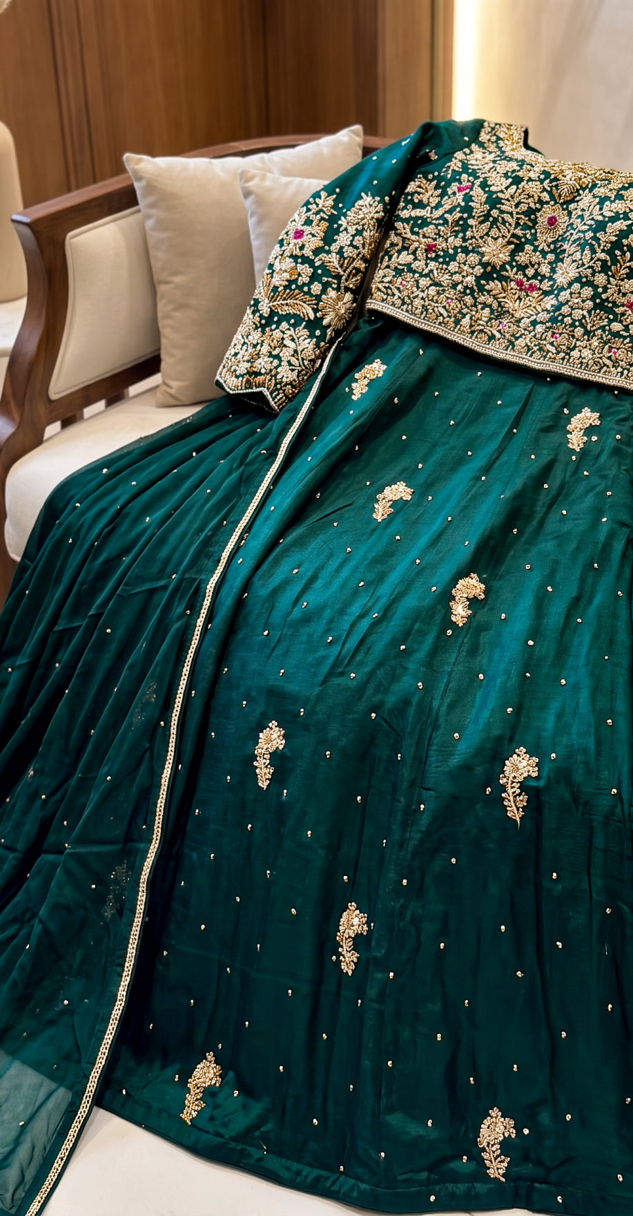 Taj | Lehenga | Bottle Green