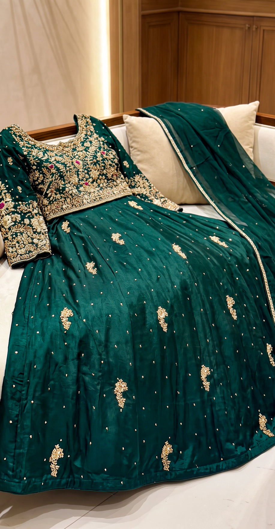 Taj | Lehenga | Bottle Green