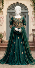 Taj | Lehenga | Bottle Green