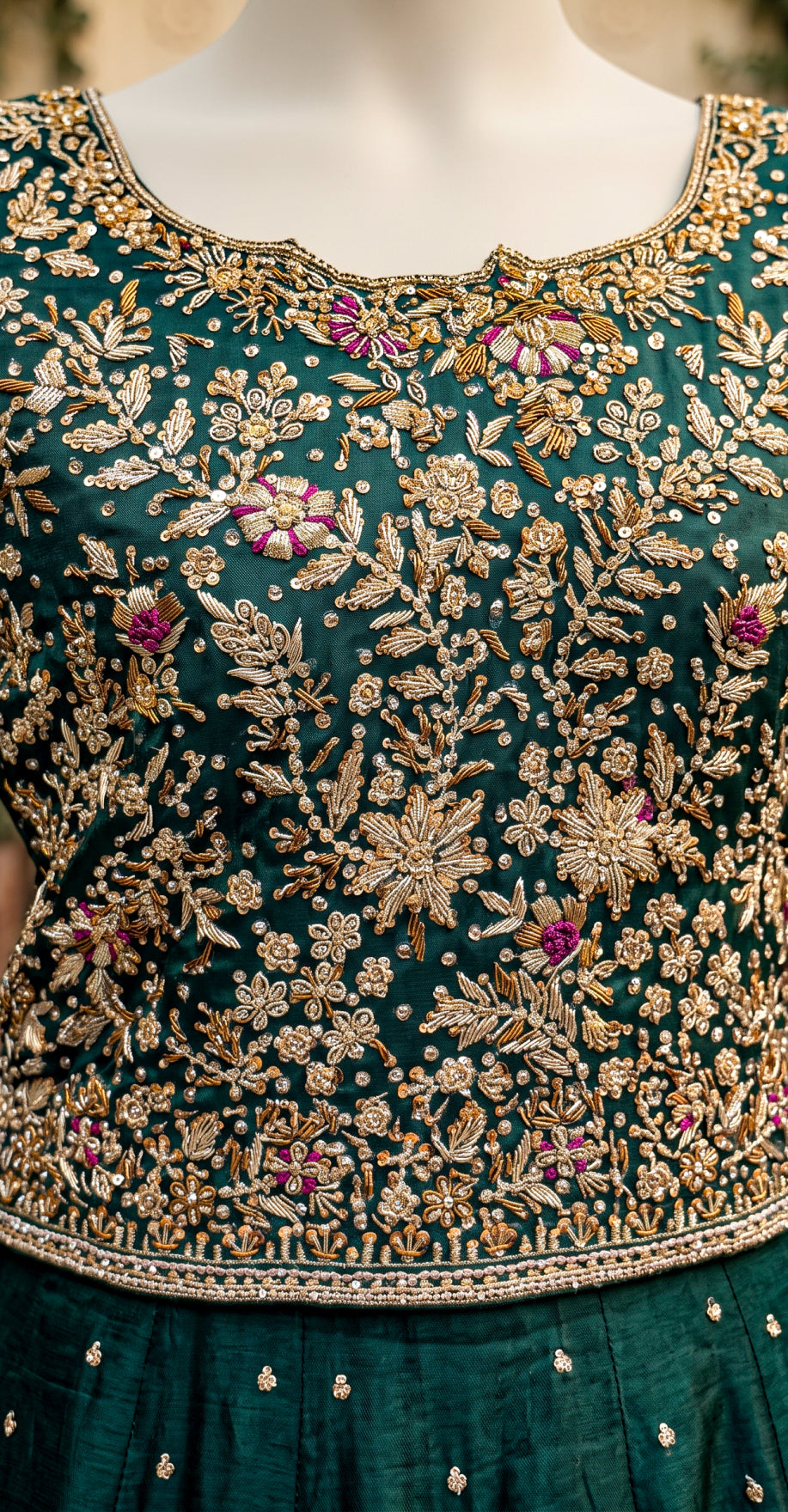 Taj | Lehenga | Bottle Green