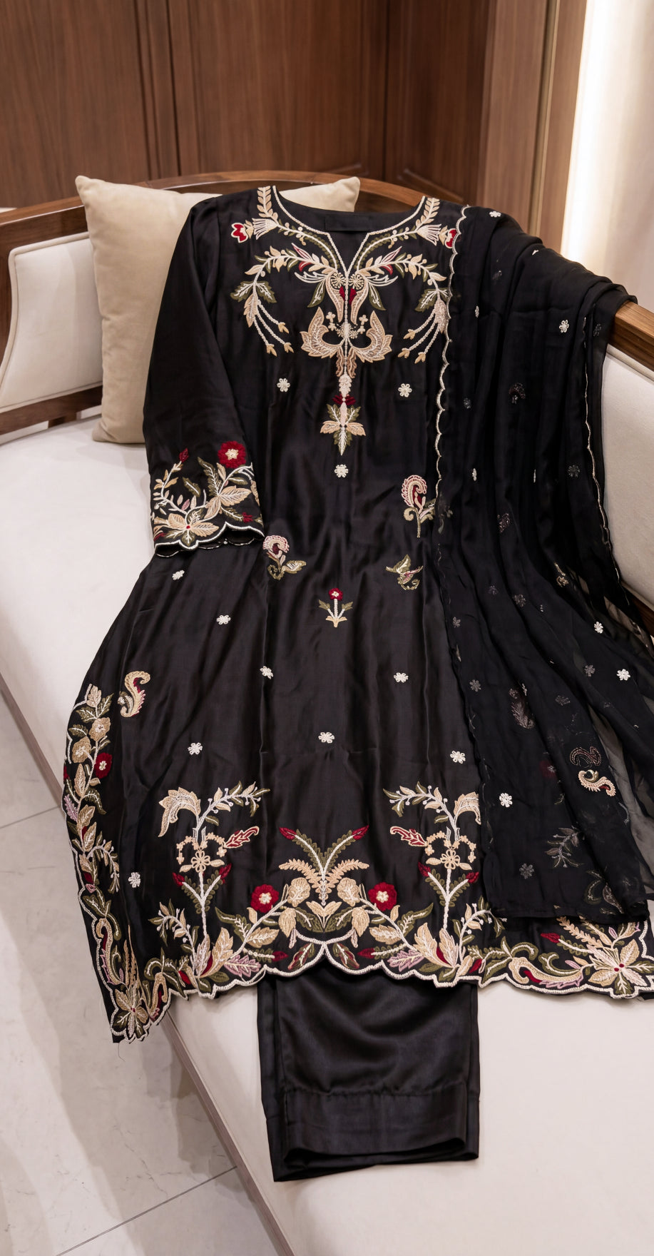Sabaaq | 3 Piece | Stitched Suit | Black